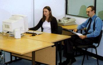 David Singleton with user in the Testing Room